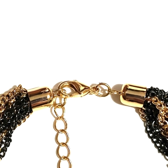 VINTAGE MULTI-STRAND GOLD-TONE GUNMETAL BLACK WIRE PENDANT 20 - 23" NECKLACE - Picture 7 of 11